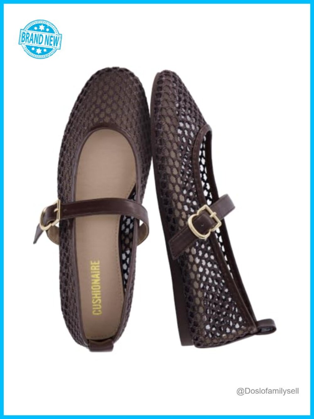 CUSHIONAIRE Flats Memory Foam Mesh Mary Jane Buckle Strap Women's Casual